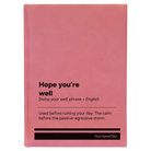 Large pink leatherette sketch book laser etched with 'Hope You're Well' design
