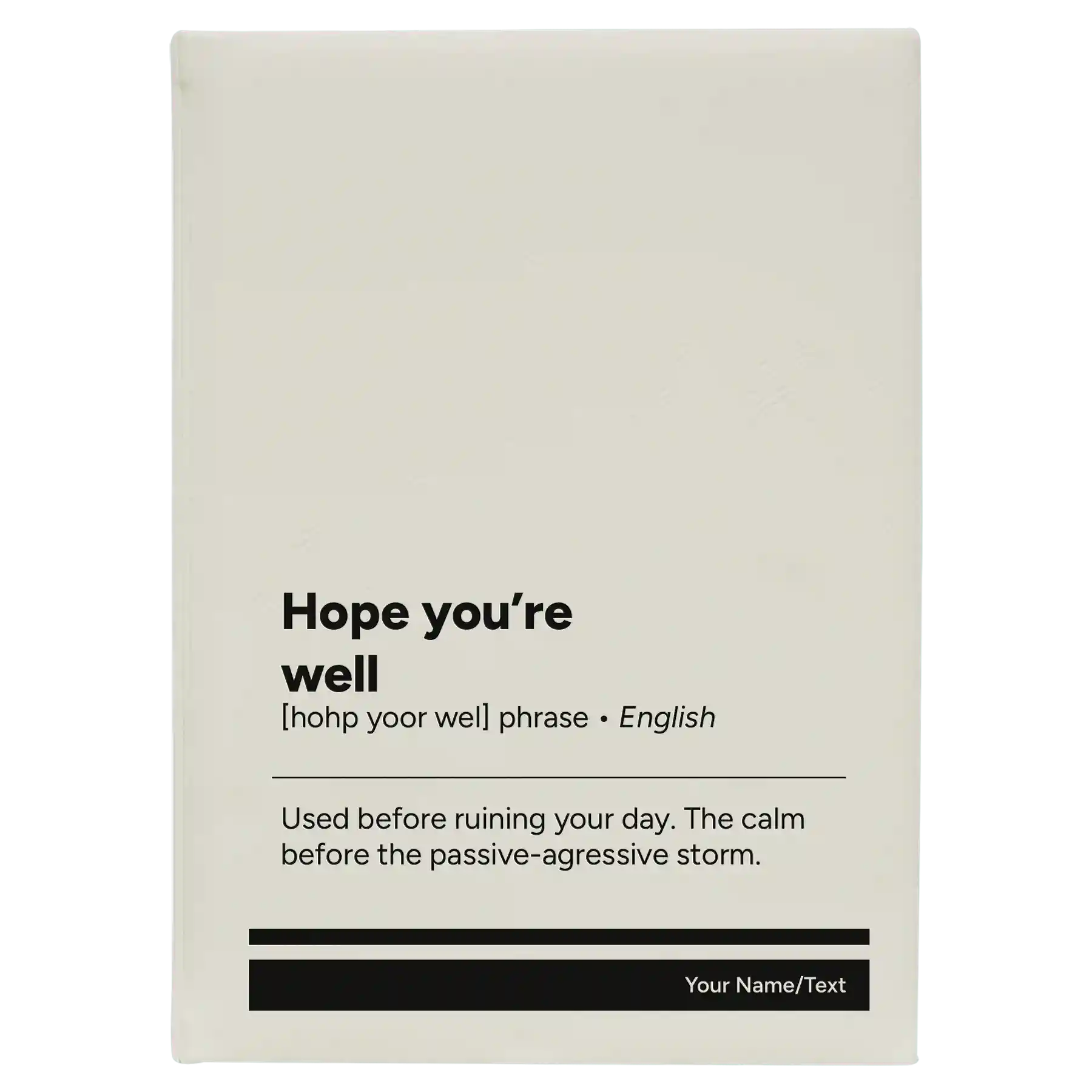 Large white leatherette journal laser etched with 'Hope You're Well' design