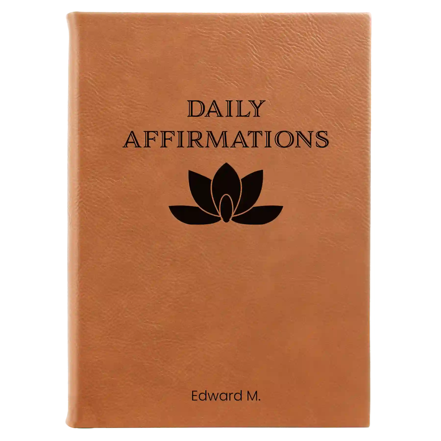 Large rawhide leatherette journal laser etched with 'Daily Affirmations' design