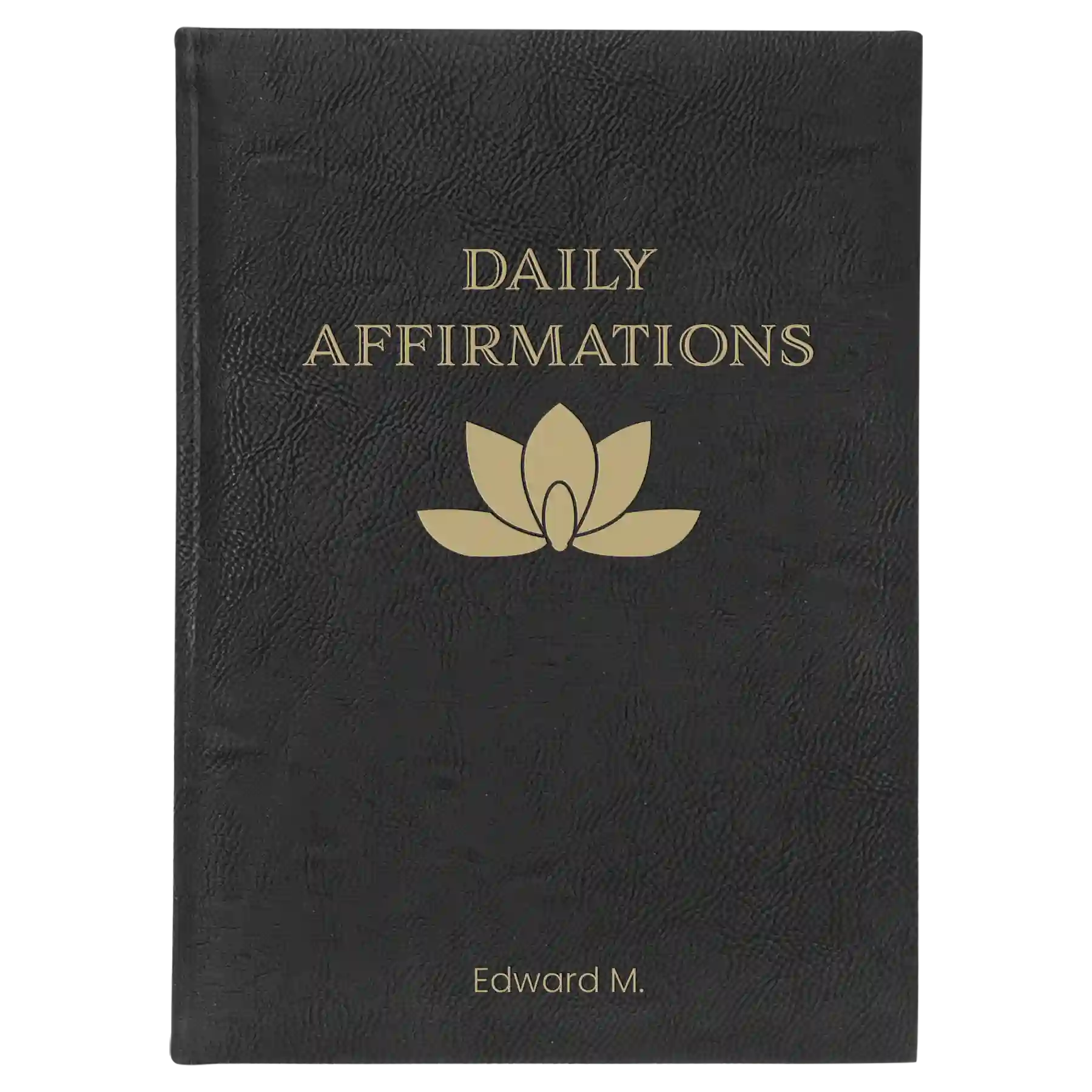 Large black/gold leatherette journal laser etched with 'Daily Affirmations' design