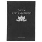 Large black/silver leatherette sketch book laser etched with 'Daily Affirmations' design