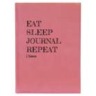 Large pink leatherette journal laser etched with 'Eat Sleep Journal' design