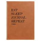 Large rawhide leatherette sketch book laser etched with 'Eat Sleep Journal' design