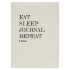 Large white leatherette journal laser etched with 'Eat Sleep Journal' design