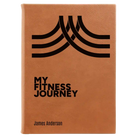 Large rawhide leatherette sketch book laser etched with 'Fitness Journey' design