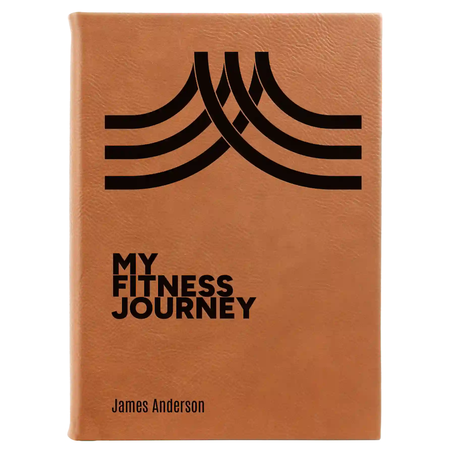 Large rawhide leatherette sketch book laser etched with 'Fitness Journey' design