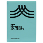 Large teal leatherette journal laser etched with 'Fitness Journey' design