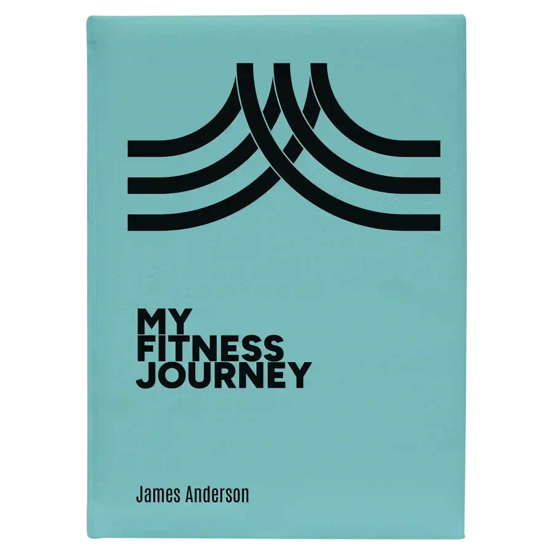 Large teal leatherette journal laser etched with 'Fitness Journey' design