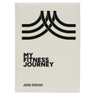 Large white leatherette sketch book laser etched with 'Fitness Journey' design