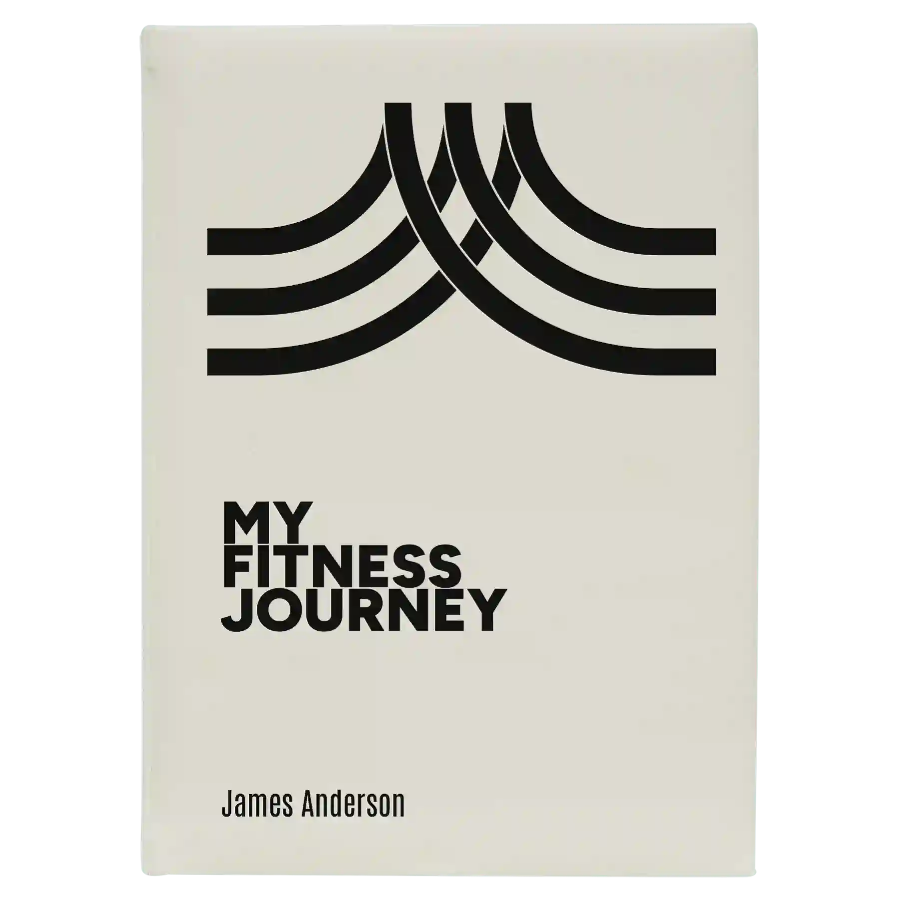 Large white leatherette sketch book laser etched with 'Fitness Journey' design