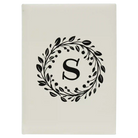 Large white leatherette journal laser etched with 'Floral Circle with Initial' design
