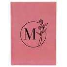 Large pink leatherette journal laser etched with 'Floral Circle' design