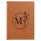 Large rawhide leatherette journal laser etched with 'Floral Circle' design