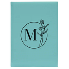 Large teal leatherette journal laser etched with 'Floral Circle' design