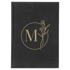 Large black/gold leatherette journal laser etched with 'Floral Circle' design