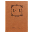 Large rawhide leatherette journal laser etched with 'Floral Frame' design