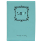 Large teal leatherette sketch book laser etched with 'Floral Frame' design