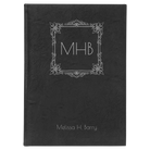 Large black/silver leatherette journal laser etched with 'Floral Frame' design