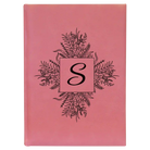 Large pink leatherette journal laser etched with 'Floral Initals' design