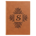 Large rawhide leatherette journal laser etched with 'Floral Initals' design