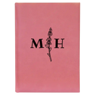Large pink leatherette sketch book laser etched with 'Flower Initial' design