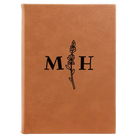 Large rawhide leatherette sketch book laser etched with 'Flower Initial' design