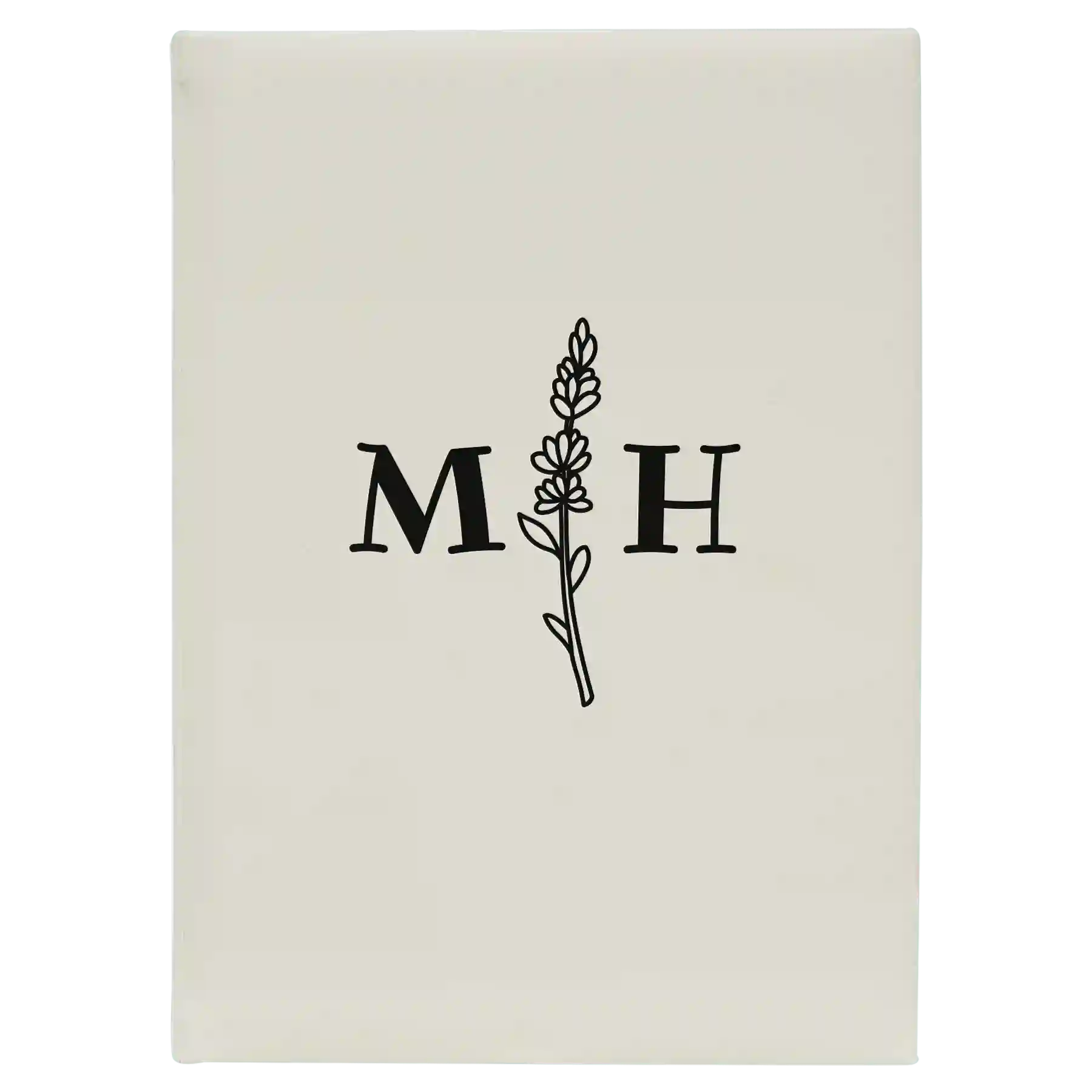 Large white leatherette journal laser etched with 'Flower Initial' design
