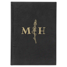 Large black/gold leatherette journal laser etched with 'Flower Initial' design