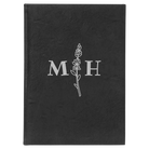 Large black/silver leatherette journal laser etched with 'Flower Initial' design