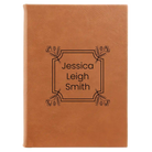 Large rawhide leatherette journal laser etched with 'Flower Square' design