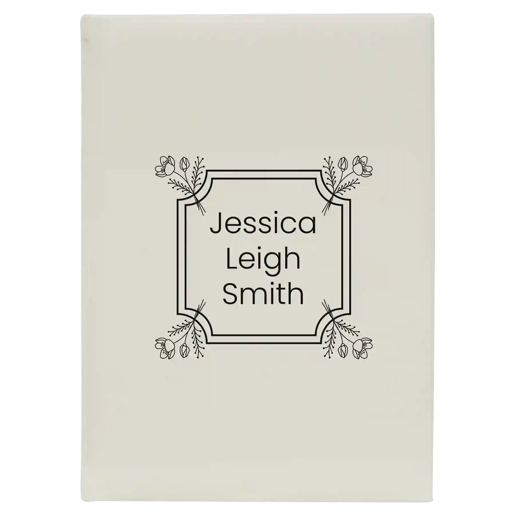 Large white leatherette journal laser etched with 'Flower Square' design