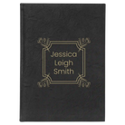 Large black/gold leatherette journal laser etched with 'Flower Square' design
