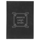 Large black/silver leatherette journal laser etched with 'Flower Square' design