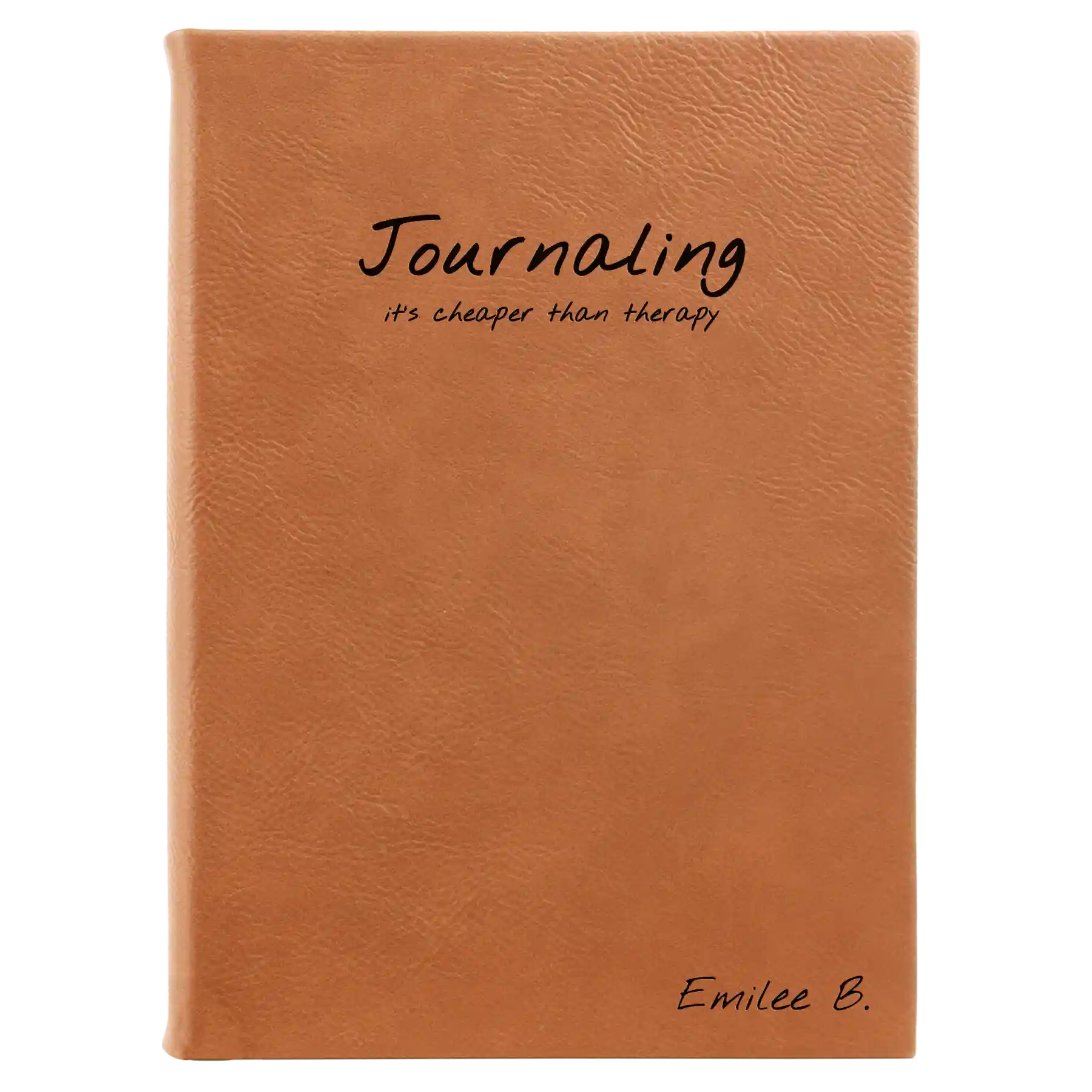 Large rawhide leatherette sketch book laser etched with 'Journaling' design
