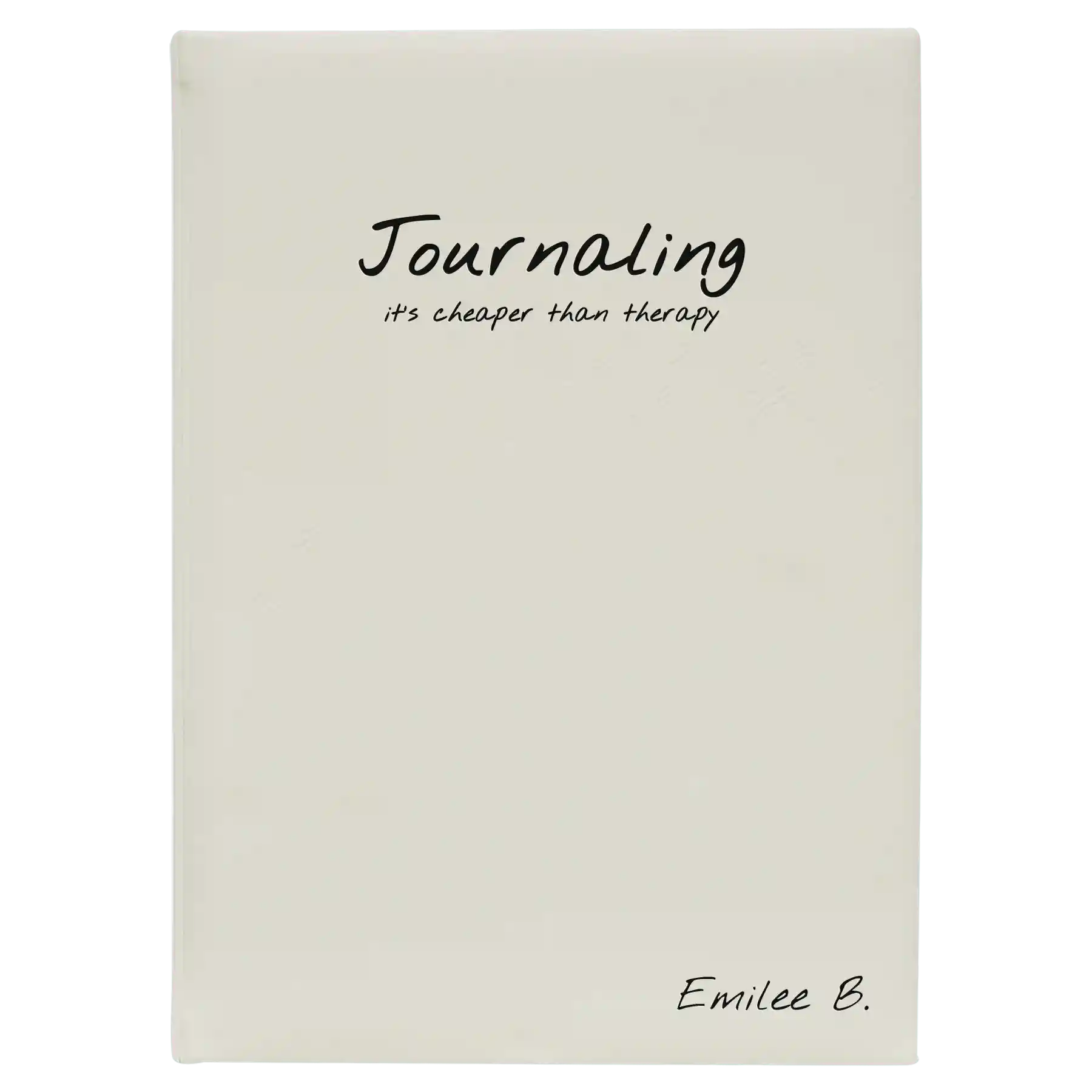 Large white leatherette journal laser etched with 'Journaling' design
