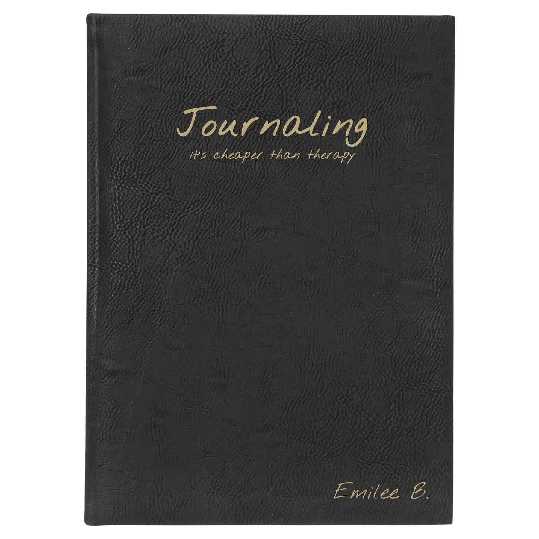Large black/gold leatherette sketch book laser etched with 'Journaling' design