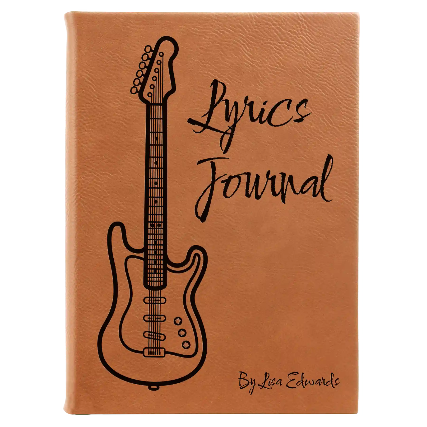 Large rawhide leatherette journal laser etched with 'Lyrics' design