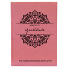 Large pink leatherette journal laser etched with 'Moments of Gratitude' design