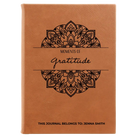 Large rawhide leatherette journal laser etched with 'Moments of Gratitude' design