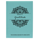 Large teal leatherette journal laser etched with 'Moments of Gratitude' design