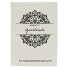 Large white leatherette sketch book laser etched with 'Moments of Gratitude' design