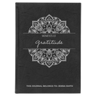 Large black/silver leatherette journal laser etched with 'Moments of Gratitude' design