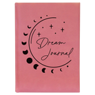 Large pink leatherette sketch book laser etched with 'Moon Dream Journal' design