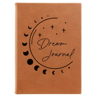 Large rawhide leatherette journal laser etched with 'Moon Dream Journal' design