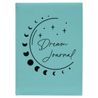 Large teal leatherette journal laser etched with 'Moon Dream Journal' design