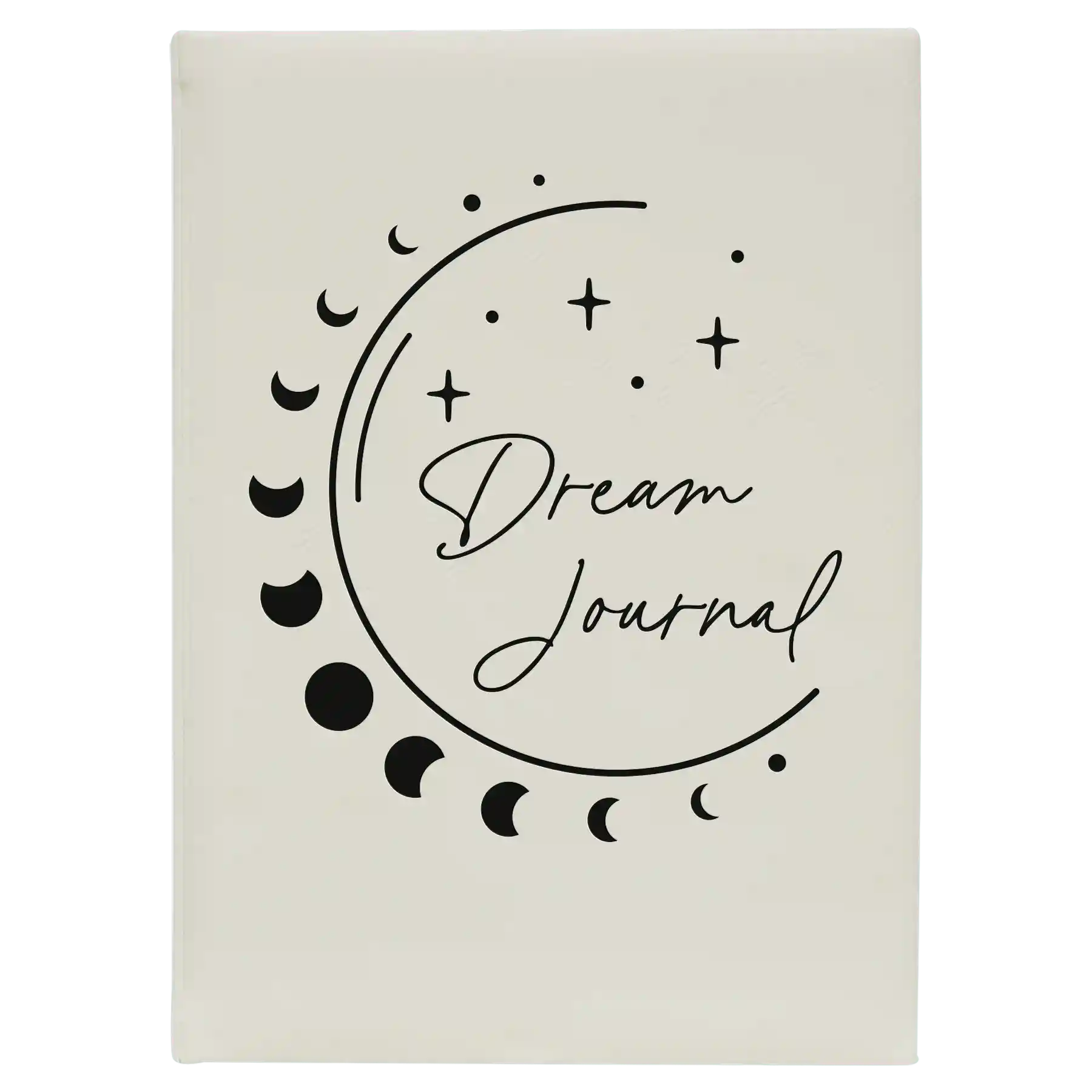 Large white leatherette sketch book laser etched with 'Moon Dream Journal' design