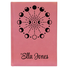 Large pink leatherette journal laser etched with 'Moon Phase' design