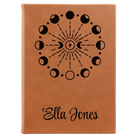Large rawhide leatherette sketch book laser etched with 'Moon Phase' design