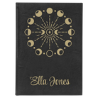 Large black/gold leatherette journal laser etched with 'Moon Phase' design