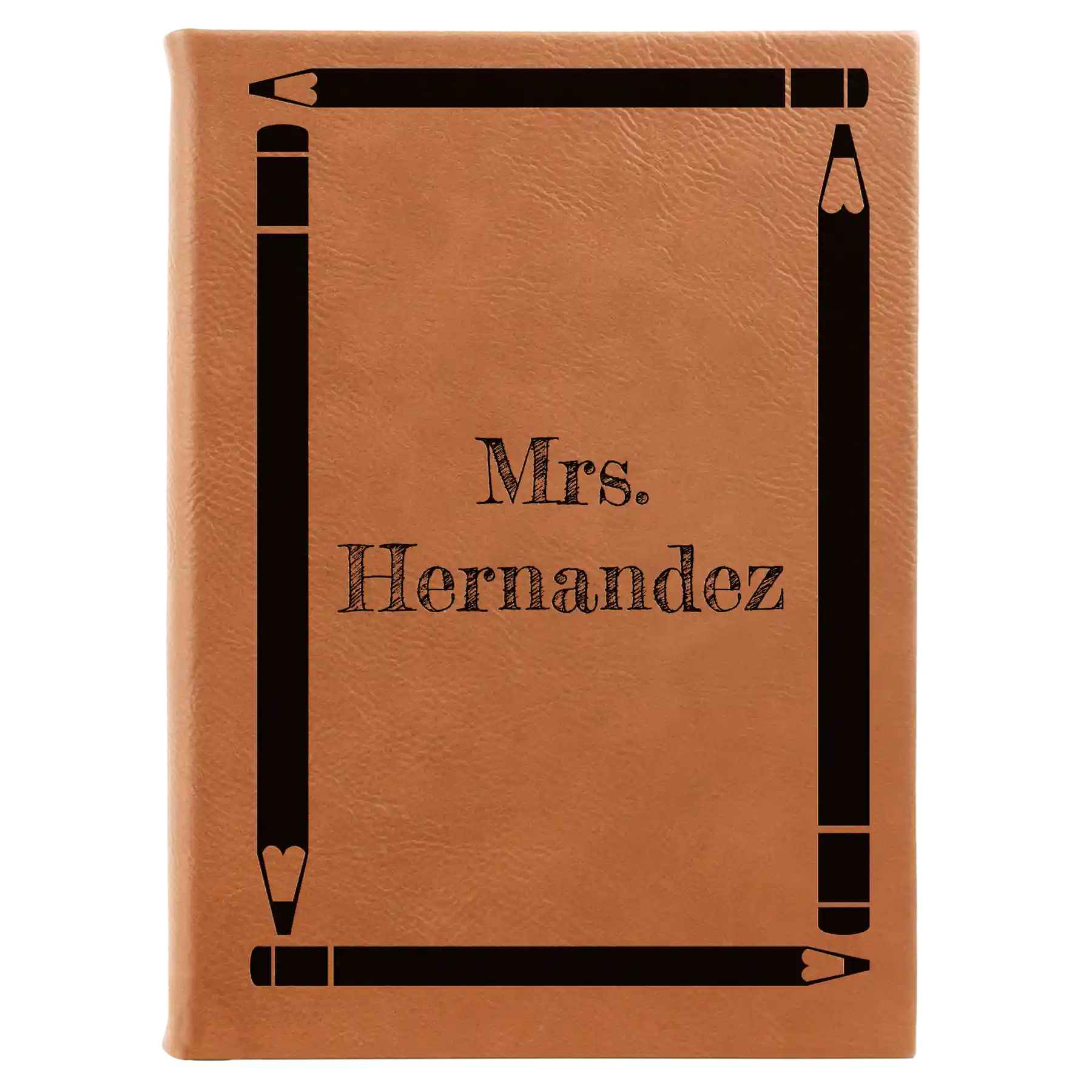 Large rawhide leatherette journal laser etched with 'Pencils' design
